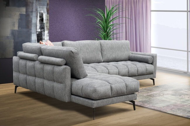 Σαλόνι γωνιακός καναπές μαύρα μεταλλικά πόδια