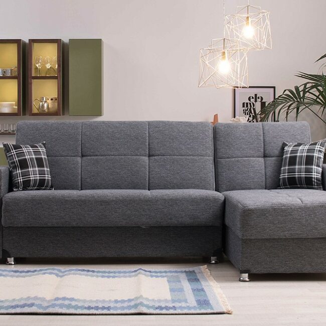 Γωνιακός καναπές-κρεβάτι με αποθηκευτικό χώρο