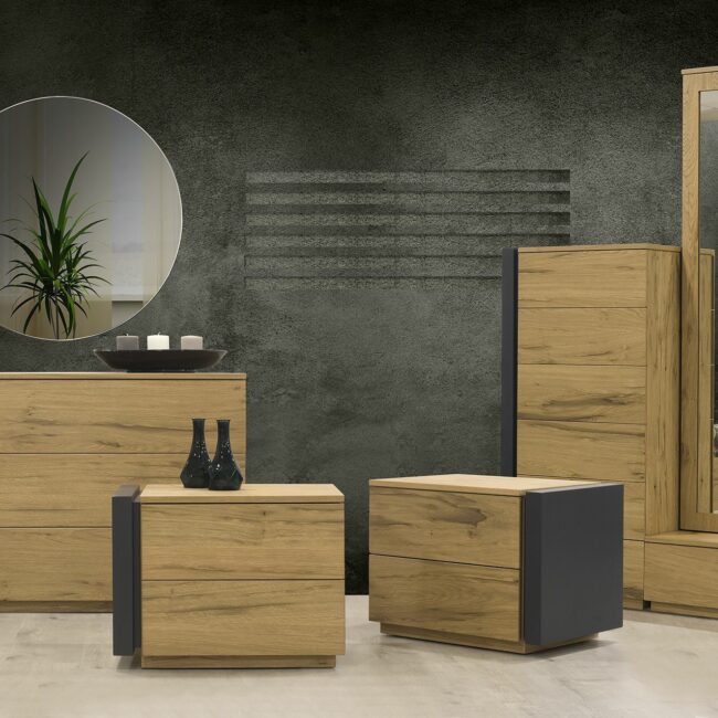 Σετ συρταριέρα με καθρέφτη και κομοδίνα