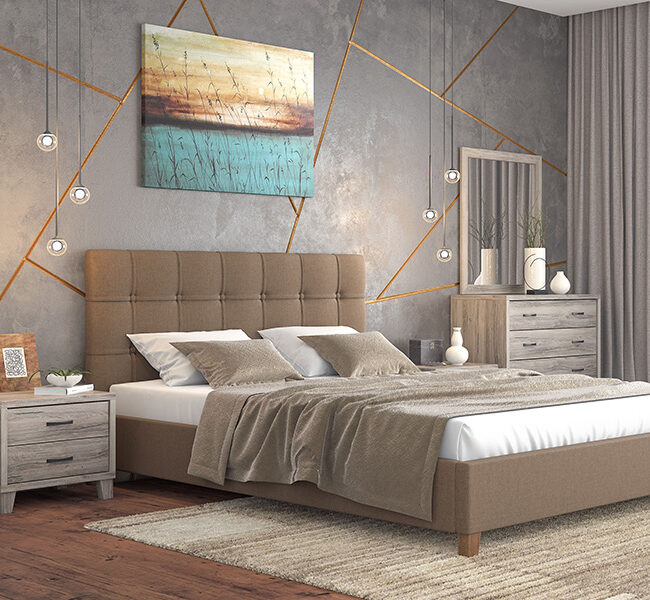 Σετ κρεβατοκάμαρας με ντυτό κρεβάτι