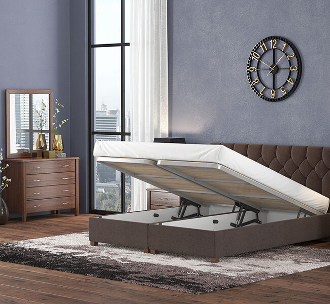 Σετ κρεβατοκάμαρας με ντυτό κρεβάτι και αποθηκευτικό χώρο