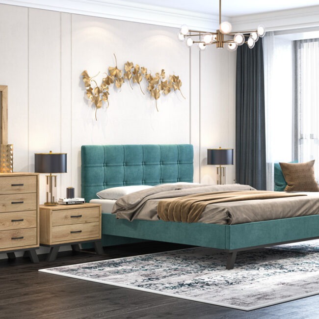 Σετ κρεβατοκάμαρας με ντυτό κρεβάτι